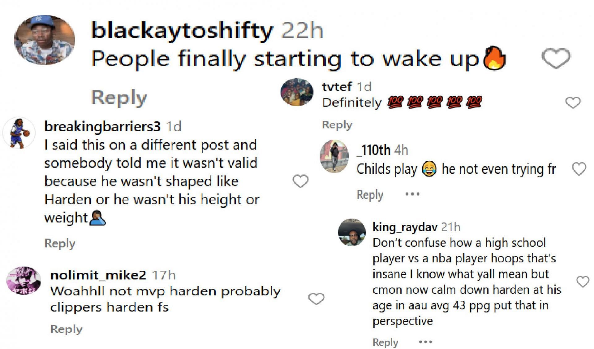 Fans react to Marcus Johnson's James Harden comparisons (source: IG/ highlevelmediasports)